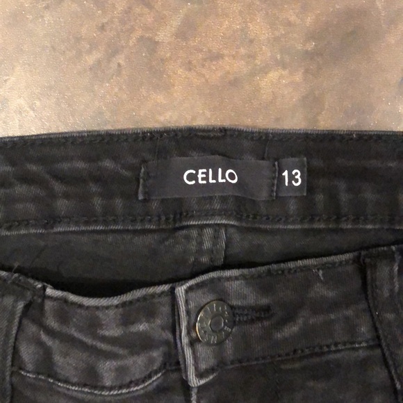 Cello Jeans Skinny Stretch Distressed Destroyed High Rise Zip Black Women Sz 13 - Picture 3 of 5